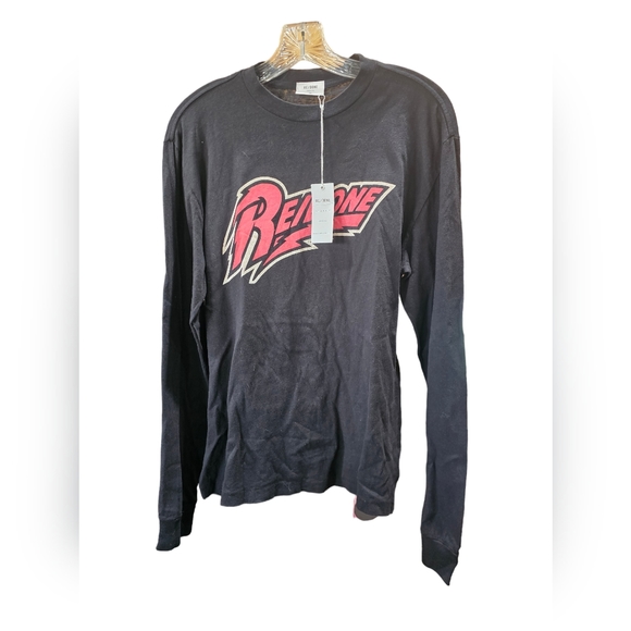 Re/Done 100% Cotton Long Sleeve Top In Black & Pink Size XS NWT MSRP $135 - Picture 1 of 6